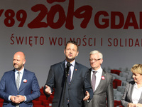 Mayor of Warsaw Rafal Trzaskowski during the rally on the Dlugi Targ street is seen in Gdansk, Poland on 4th June 2019 Freedom and Solidarit...