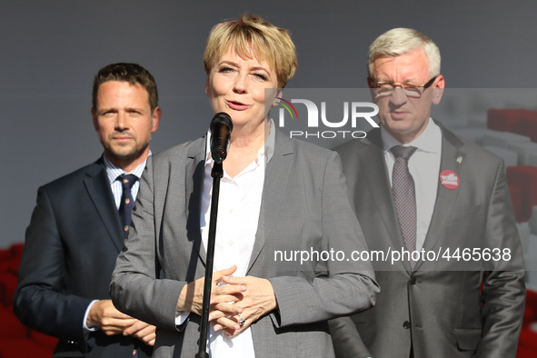 Mayor of Lodz Hanna Zdanowska during the rally on the Dlugi Targ street is seen in Gdansk, Poland on 4th June 2019 Freedom and Solidarity Da...