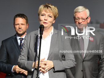 Mayor of Lodz Hanna Zdanowska during the rally on the Dlugi Targ street is seen in Gdansk, Poland on 4th June 2019 Freedom and Solidarity Da...