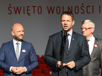 Mayor of Warsaw Rafal Trzaskowski during the rally on the Dlugi Targ street is seen in Gdansk, Poland on 4th June 2019 Freedom and Solidarit...