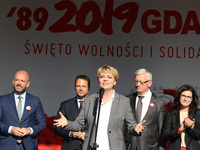 Mayor of Lodz Hanna Zdanowska during the rally on the Dlugi Targ street is seen in Gdansk, Poland on 4th June 2019 Freedom and Solidarity Da...