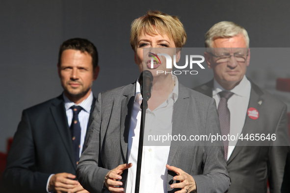 Mayor of Lodz Hanna Zdanowska during the rally on the Dlugi Targ street is seen in Gdansk, Poland on 4th June 2019 Freedom and Solidarity Da...