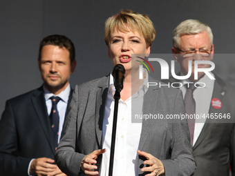 Mayor of Lodz Hanna Zdanowska during the rally on the Dlugi Targ street is seen in Gdansk, Poland on 4th June 2019 Freedom and Solidarity Da...