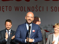 Mayor of Wroclaw Jacek Sutryk during the rally on the Dlugi Targ street is seen in Gdansk, Poland on 4th June 2019 Freedom and Solidarity Da...