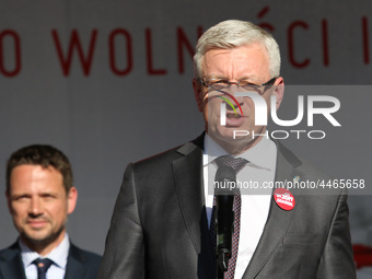 Mayor of Poznan Jacek Jaskowiak during the rally on the Dlugi Targ street is seen in Gdansk, Poland on 4th June 2019 Freedom and Solidarity...