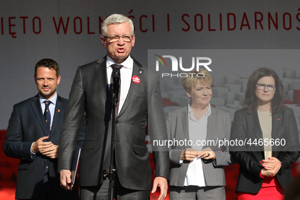 Mayor of Poznan Jacek Jaskowiak during the rally on the Dlugi Targ street is seen in Gdansk, Poland on 4th June 2019 Freedom and Solidarity...