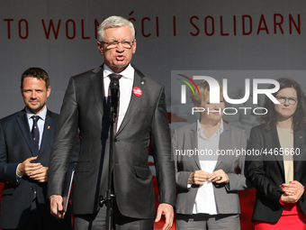 Mayor of Poznan Jacek Jaskowiak during the rally on the Dlugi Targ street is seen in Gdansk, Poland on 4th June 2019 Freedom and Solidarity...