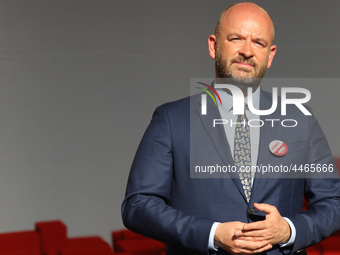 Mayor of Wroclaw Jacek Sutryk during the rally on the Dlugi Targ street is seen in Gdansk, Poland on 4th June 2019 Freedom and Solidarity Da...