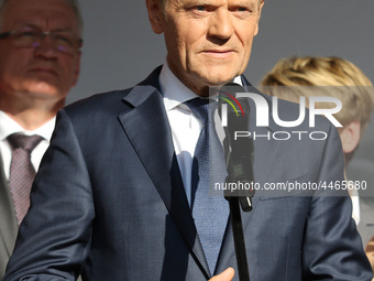 President of the European Council Donald Tusk during the rally on the Dlugi Targ street is seen in Gdansk, Poland on 4th June 2019 Freedom a...