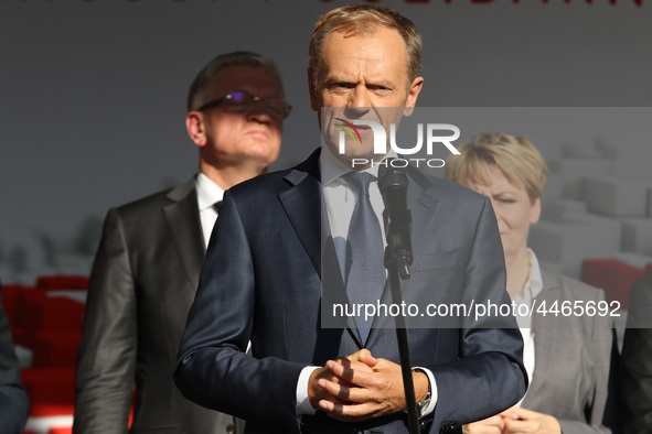 President of the European Council Donald Tusk during the rally on the Dlugi Targ street is seen in Gdansk, Poland on 4th June 2019 Freedom a...