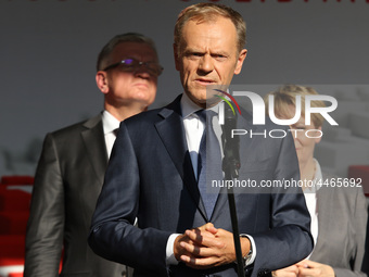 President of the European Council Donald Tusk during the rally on the Dlugi Targ street is seen in Gdansk, Poland on 4th June 2019 Freedom a...