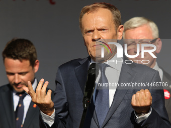 President of the European Council Donald Tusk during the rally on the Dlugi Targ street is seen in Gdansk, Poland on 4th June 2019 Freedom a...