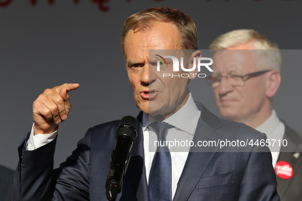 President of the European Council Donald Tusk during the rally on the Dlugi Targ street is seen in Gdansk, Poland on 4th June 2019 Freedom a...