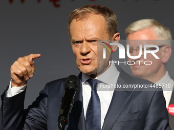 President of the European Council Donald Tusk during the rally on the Dlugi Targ street is seen in Gdansk, Poland on 4th June 2019 Freedom a...