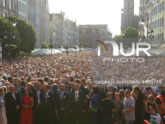 People attending the rally on the Dlugi Targ street is seen in Gdansk, Poland on 4th June 2019 Freedom and Solidarity Days mark 30th anniver...