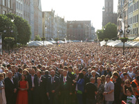 People attending the rally on the Dlugi Targ street is seen in Gdansk, Poland on 4th June 2019 Freedom and Solidarity Days mark 30th anniver...