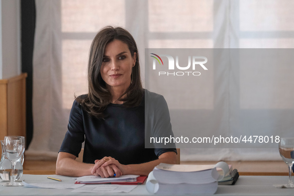 Queen Letizia of Spain visits a traditional Students Residence (Residencia de Estudiantes) on June 06, 2019 in Madrid, Spain.  