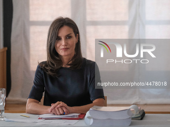 Queen Letizia of Spain visits a traditional Students Residence (Residencia de Estudiantes) on June 06, 2019 in Madrid, Spain.  (