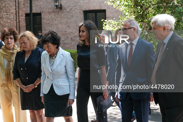 Queen Letizia of Spain visits a traditional Students Residence (Residencia de Estudiantes) on June 06, 2019 in Madrid, Spain.  