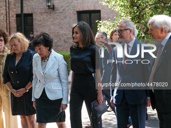 Queen Letizia of Spain visits a traditional Students Residence (Residencia de Estudiantes) on June 06, 2019 in Madrid, Spain.  (