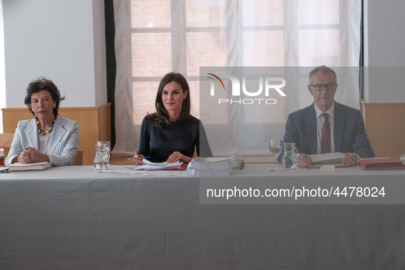 Queen Letizia of Spain visits a traditional Students Residence (Residencia de Estudiantes) on June 06, 2019 in Madrid, Spain.  