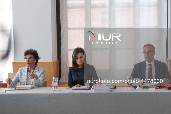 Queen Letizia of Spain visits a traditional Students Residence (Residencia de Estudiantes) on June 06, 2019 in Madrid, Spain.  