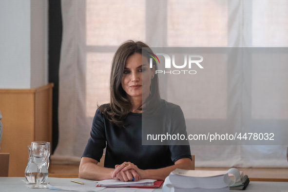 Queen Letizia of Spain visits a traditional Students Residence (Residencia de Estudiantes) on June 06, 2019 in Madrid, Spain.  