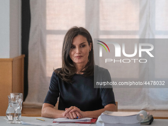 Queen Letizia of Spain visits a traditional Students Residence (Residencia de Estudiantes) on June 06, 2019 in Madrid, Spain.  (