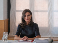 Queen Letizia of Spain visits a traditional Students Residence (Residencia de Estudiantes) on June 06, 2019 in Madrid, Spain.  (