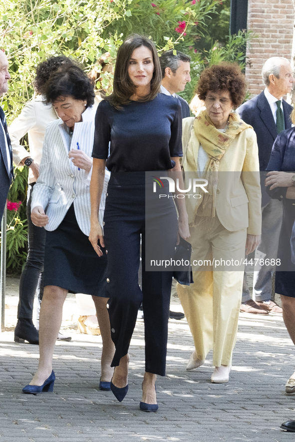 Queen Letizia of Spain visits a traditional Students Residence (Residencia de Estudiantes) on June 06, 2019 in Madrid, Spain. 