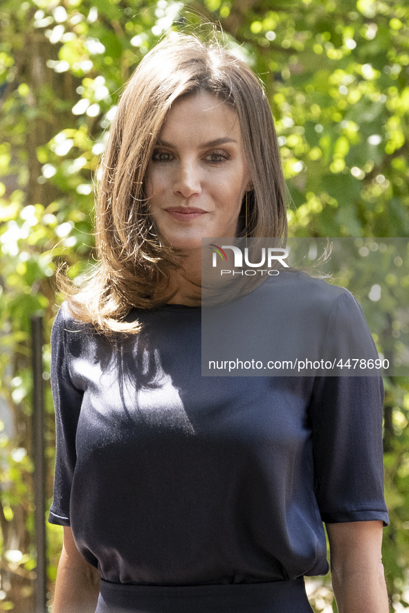 Queen Letizia of Spain visits a traditional Students Residence (Residencia de Estudiantes) on June 06, 2019 in Madrid, Spain. 