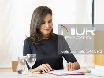 Queen Letizia of Spain visits a traditional Students Residence (Residencia de Estudiantes) on June 06, 2019 in Madrid, Spain. (