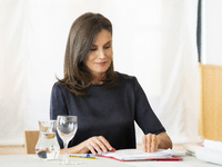 Queen Letizia of Spain visits a traditional Students Residence (Residencia de Estudiantes) on June 06, 2019 in Madrid, Spain. (