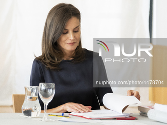 Queen Letizia of Spain visits a traditional Students Residence (Residencia de Estudiantes) on June 06, 2019 in Madrid, Spain. (