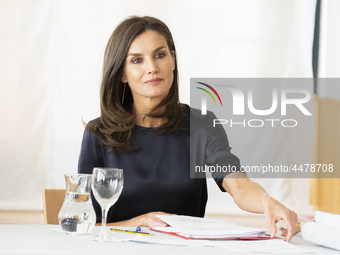 Queen Letizia of Spain visits a traditional Students Residence (Residencia de Estudiantes) on June 06, 2019 in Madrid, Spain. (