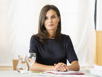 Queen Letizia of Spain visits a traditional Students Residence (Residencia de Estudiantes) on June 06, 2019 in Madrid, Spain. (