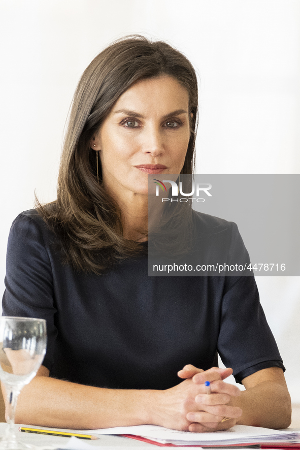 Queen Letizia of Spain visits a traditional Students Residence (Residencia de Estudiantes) on June 06, 2019 in Madrid, Spain. 