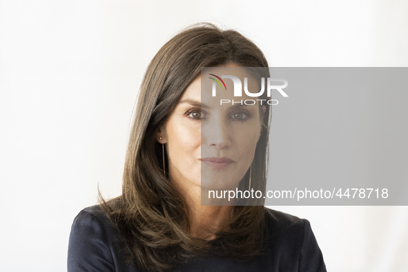 Queen Letizia of Spain visits a traditional Students Residence (Residencia de Estudiantes) on June 06, 2019 in Madrid, Spain. 