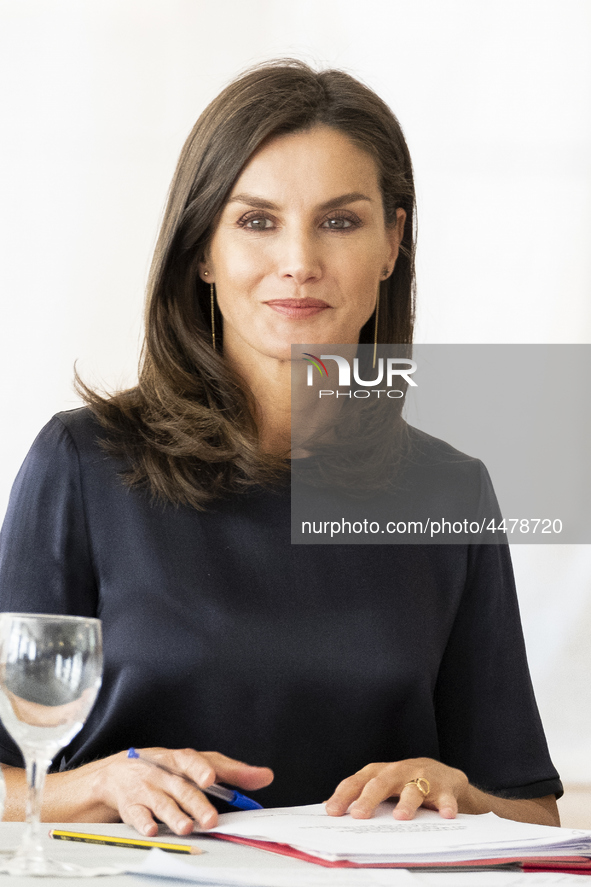 Queen Letizia of Spain visits a traditional Students Residence (Residencia de Estudiantes) on June 06, 2019 in Madrid, Spain. 