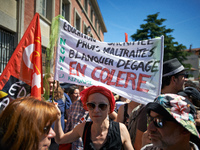 A teacher holds a banner reading 'Sacrified education, mistreated teachers, Blanquer get out !'. Some high school teachers were on strike ag...