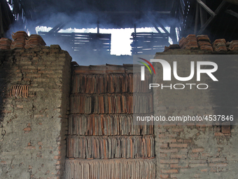 Furnance house for burning tile in clay tile factories at Pakuncen sub-district, Banyumas regency, Central Java province, on June 16, 2019....