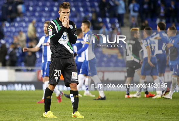 BARCELONA -february 27- SPAIN: Zuculini crying at the end of the match between RCD Espanyol and Cordoba CF, for week 25 of the spanish Liga...
