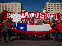 Teachers take part in a demonstration in Santiago de Chile, Chile, on July 3, 2019. (