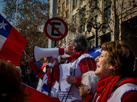 Teachers take part in a demonstration in Santiago de Chile, Chile, on July 3, 2019. (