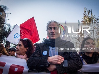 Teachers take part in a demonstration in Santiago de Chile, Chile, on July 3, 2019. (