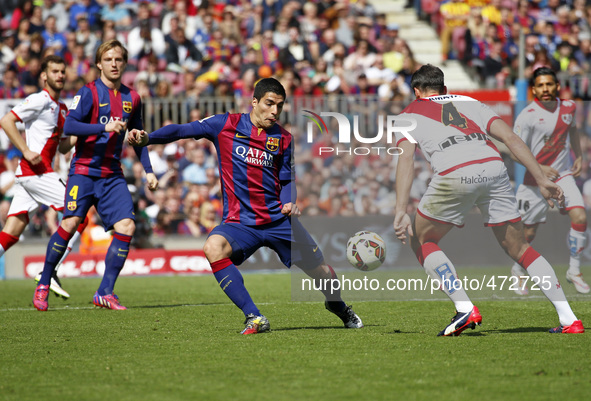 BARCELONA - march 08- SPAIN: Luis Suarez and Amaya in the match between FC Barcelona and Rayo Vallecano, for the week 26 of the spanish leag...