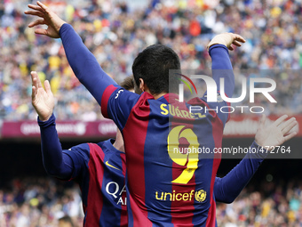 BARCELONA - march 08- SPAIN: Luis Suarez goal celebration in the match between FC Barcelona and Rayo Vallecano, for the week 26 of the spani...