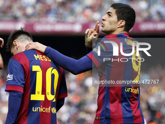 BARCELONA - march 08- SPAIN: Luis Suarez goal celebration in the match between FC Barcelona and Rayo Vallecano, for the week 26 of the spani...