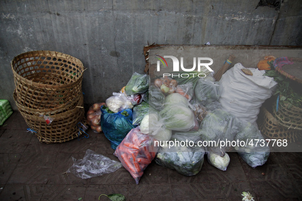 Goods that are ready to be transported by freight workers in Beringharjo traditional market, Special Region of Yogyakarta province, on Monda...