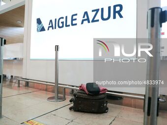 The French airline Aigle Azur’s reception desk, without any employees, at Orly airport, France  on September 6, 2019.
French airline Aigle...